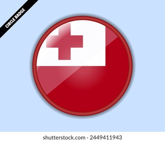 Tonga flag circle badge, vector design, oval Tonga emblem, rounded sign with reflection, patriotism and trade concept, logo with country flag