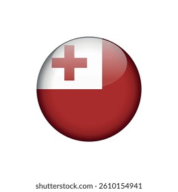 Tonga Flag Circle Button Vector Template