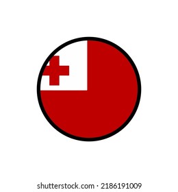 Bandera de Tonga en círculo Sobre un fondo blanco