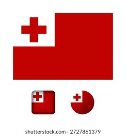 Tonga Flag Flat Icons Collection