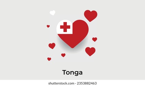 Tonga flag heart shape country icon vector illustration