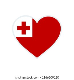 Tonga flag. Tonga heart flag. Tonga symbol.