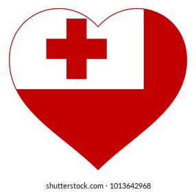 tonga flag in heart vector illustration sign. Flag of tonga in the shape of Heart with contrasting contour, symbol of love for his country or valentine day, patriotism.