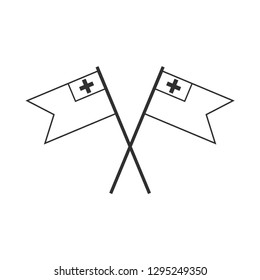 Tonga flag icon in black outline flat design. Independence day or National day holiday concept.