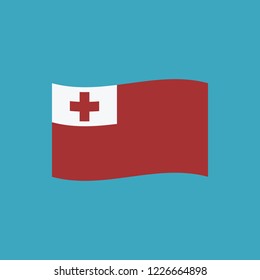 Tonga flag icon in flat design. Independence day or National day holiday concept.