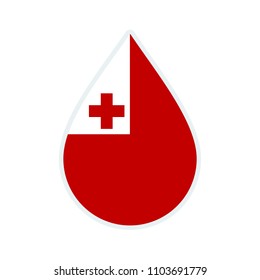 Tonga flag icon. Water icon. Drop water. Tonga badge. Flag drop.