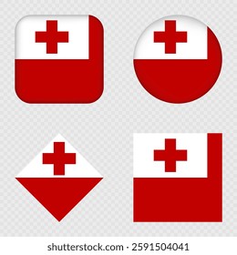Tonga Flag Icons Pack. Vector illustration.