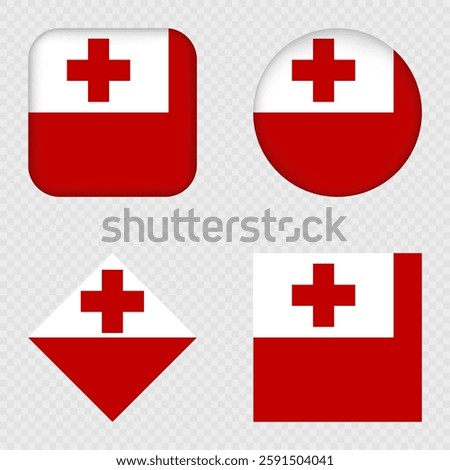 Tonga Flag Icons Pack. Vector illustration.