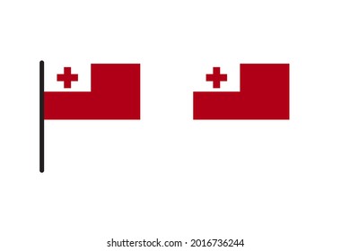 Tonga-Flagge einzeln auf weißem Hintergrund