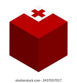 Tonga flag - isometric 3D cube isolated on white background. Vector object.