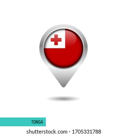 Tonga flag map pin vector design template