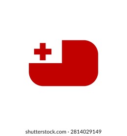 Tonga flag with modern rounded square shape. national symbol of tonga is isolated on white background. polynesian island country.