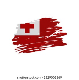 Tonga flag - nation vector country flag trextured in grunge scratchy brush stroke.