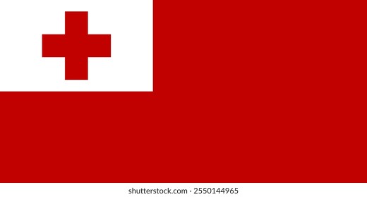 Tonga flag in official colors, dimensions and aspect ratio. Vector flag symbolizing national pride, identity, heritage, patriotism and authority