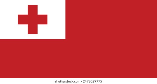 Bandera de Tonga oficial aislada en png o Ilustración vectorial de fondo transparente.