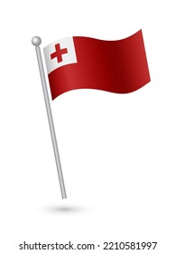 Bandera de Tonga ondeando el palo en la ilustración del vector del viento