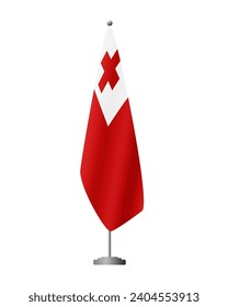 Tonga flag on flag stand for official meetings, transparent background, vector