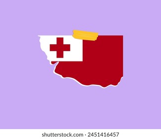 Tonga flag paper texture, single-piece element, vector design, Tonga flag taped on wall, decoration or celebration idea