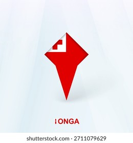 Icono de pin de bandera de Tonga con diseño geométrico. Ilustración vectorial.
