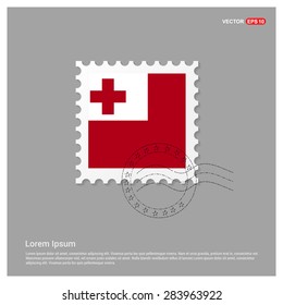 Tonga Flag Postage Stamp on white background. Vector illustration.