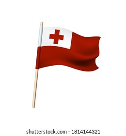 Tonga flag. Red cross on white rectangle on red background. Vector illustration