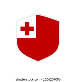 Tonga flag. Tonga shield flag. Tonga symbol.