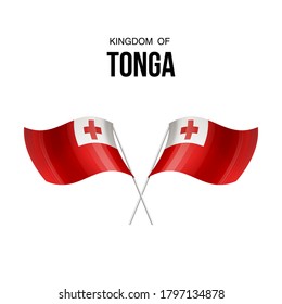 Tonga flag state symbol isolated on background national banner. Greeting card National Independence Day of the kingdom of Tonga. Illustration banner with realistic state flag.