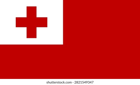 Tonga Flag , Flag of Tonga state symbol isolated on background national banner. Greeting card National Independence Day of the Republic of Tonga. Illustration banner with realistic state flag.