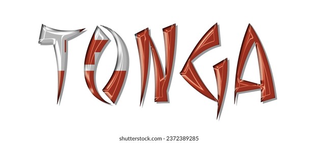 Tipo de letra del texto de la marca TONGA, fuente TONGA 3D con marca, ilustración vectorial TONGA 3D