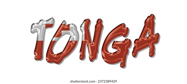 TONGA flag text font, 3D TONGA Font With Flag, 3D TONGA vector illustration