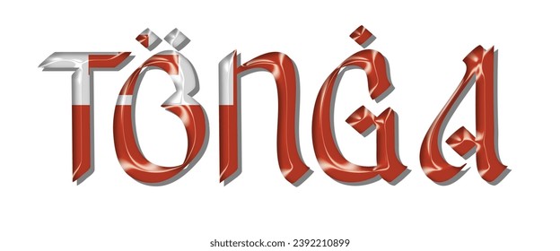 TONGA flag text font, 3D TONGA flag colorful background, TONGA flag vector illustration