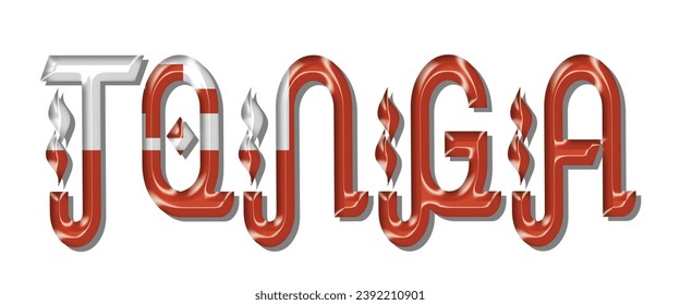 TONGA flag text font, 3D TONGA flag colorful background, TONGA flag vector illustration