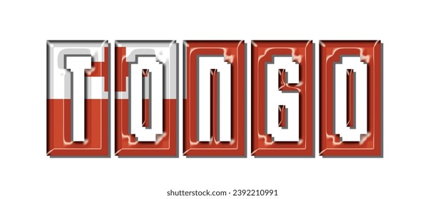 TONGA flag text font, 3D TONGA flag colorful background, TONGA flag vector illustration