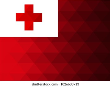 Tonga Flag vector illustration. Tonga Flag. National Flag of Tonga. Mosaic flag. Vector