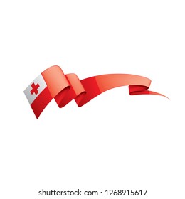 Tonga flag, vector illustration on a white background.