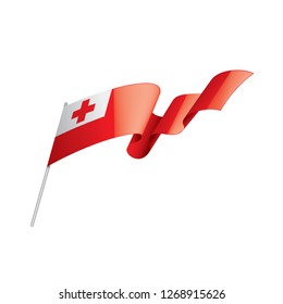 Tonga flag, vector illustration on a white background.