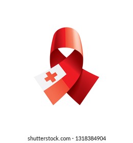 Tonga flag, vector illustration on a white background.
