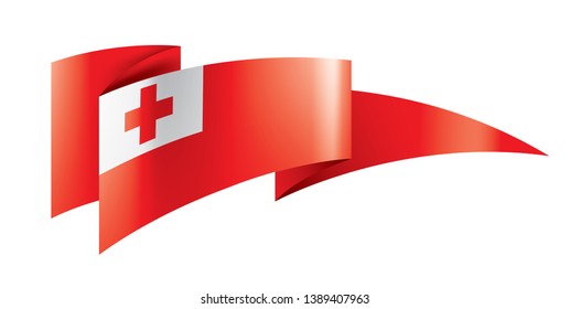 Tonga flag, vector illustration on a white background.