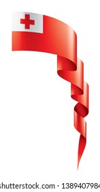 Tonga flag, vector illustration on a white background.