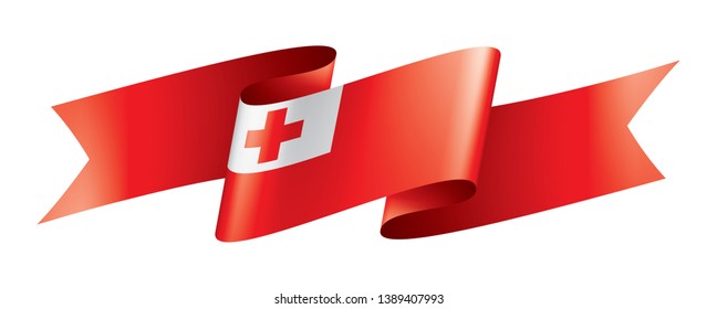 Tonga flag, vector illustration on a white background.