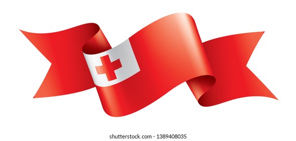 Tonga flag, vector illustration on a white background.