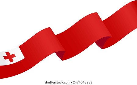 Tonga flag wave isolated on png or transparent background vector illustration. 