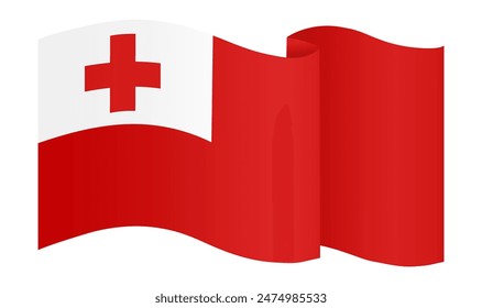 Tonga flag wave isolated on png or transparent background vector illustration. 