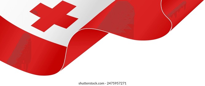 Onda de la bandera de Tonga aislada en png o Ilustración vectorial de fondo transparente. 