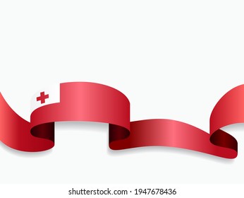 Tonga flag wavy abstract background. Vector illustration.