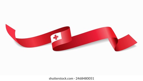 Tonga flag wavy abstract background. Vector illustration.