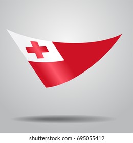 Tonga flag wavy abstract background. Vector illustration.