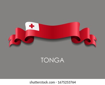 Tonga flag wavy ribbon background. Vector illustration.