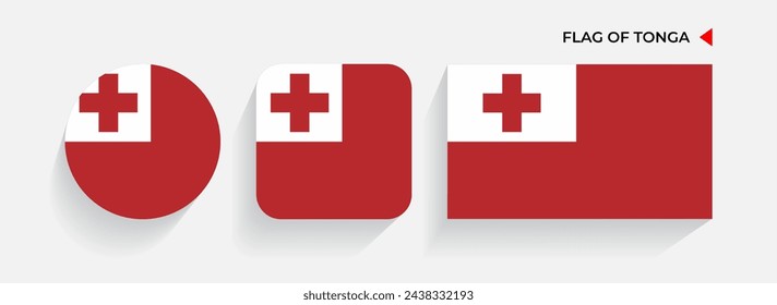 Tonga Flags arranged in round, square and rectangular shapes