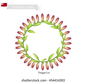 Tonga Flower, Illustration of Tongan Lei or Tonga Garland Made From Beautiful Heilala Flowers for Wedding, Birthday and Graduation Celebrations.